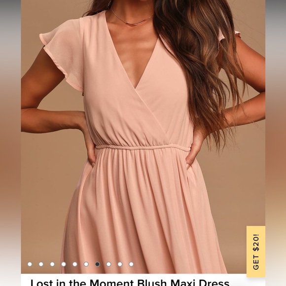 Lulus Lost in the Moment Blush Maxi Dress Bridesmaid Flutter Sleeve - Picture 3 of 6